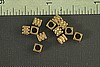 24pc SOLID RAW BRASS 4mm SQUARE CUBED RIBBED BEADS LOT DB1-24